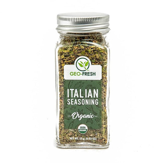 Geo-Fresh Organic Italian Seasoning, 0.53 oz (15g), Non-GMO, Kosher, 100% Organic Herbs, Basil, Oregano, Parsley, Thyme, USDA Certified