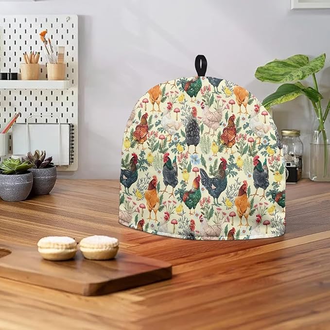Rooster Print 癤풦nsulated Tea Pot Cosies Tea Kettle Quilt Keeping Warm Dust Proof Teapot Cover for Home Kitchen Tea Party Decorative Accessories