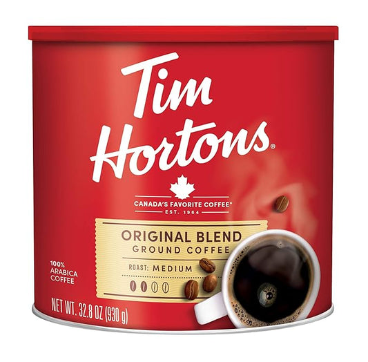 Tim Hortons Original Blend, Medium Roast Ground Coffee, Canada???Favorite Coffee, Made with 100% Arabica Beans, 32.8 Ounce Canister