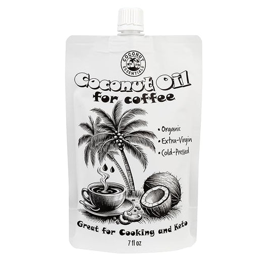 Coconut Essentials - Organic Coconut Oil for Coffee, Cold-Pressed, MCT Oil for Weight Loss, Brain & Digestive Health, Keto-Friendly, Natural Slim, 1 Pouch, 7 fl oz