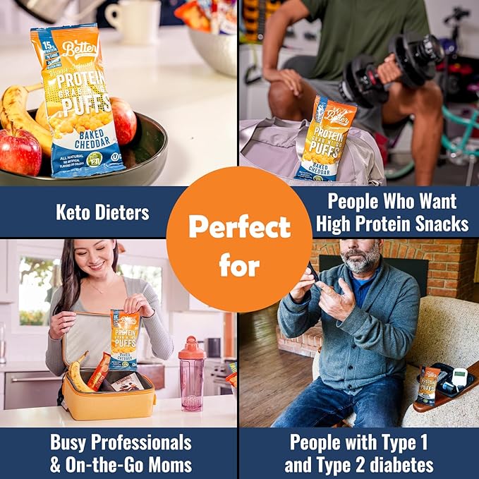 Better Than Good Savory Keto Baked Cheddar Protein Puffs ??Gluten-Free, Low Calorie, High Protein, Low Carb, Paleo, Sugar-Free Healthy Snacks for Kids & Diabetics | No Artificial Flavours (12 Pack)