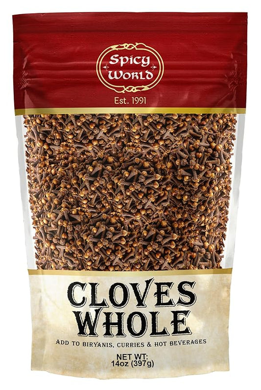 Cloves Whole Bulk 14 Oz Bag - Pure, Non-GMO, Premium Hand Picked Quality - Great for Foods, Clove Tea, Clove Pomander Balls & Potpourri - Aromatic & Richly Flavored Cloves Whole by Spicy World