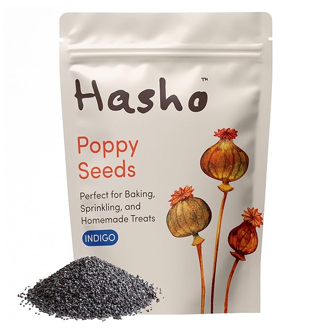 Hasho Whole Poppy Seeds ??Indigo (8 oz) ??Non-GMO, Vegan ??For Baking & Sprinkling