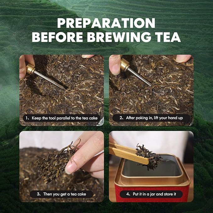 KHS Organic Raw Pu Erh Cake, 3.53 Oz USDA Certified Organic Puerh Cake, No Dust Production Workshop, Aged Chinese Yunnan Ancient Tree Pu'erh, No Fishy