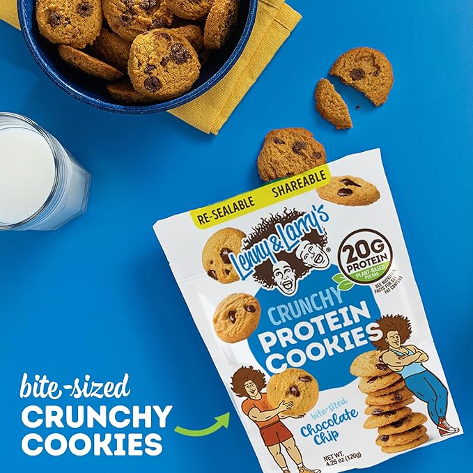 Lenny & Larry's The Complete Crunchy Cookie, Chocolate Chip, 6g Plant Protein, Vegan, Non-GMO, 4.25 Ounce Pouch (Pack of 6)