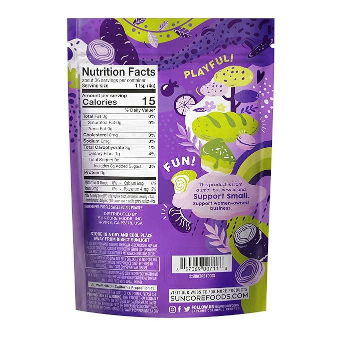 Suncore Foods Purple Sweet Potato Powder, Purple Food Coloring Powder, Gluten-Free, Non-GMO, 5oz (1 Pack)