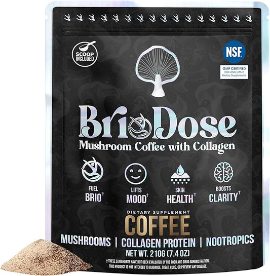 Mushroom Coffee with Grass-Fed Collagen Peptides ??Lion?™s Mane, Chaga & L-Theanine ??45mg Caffeine
