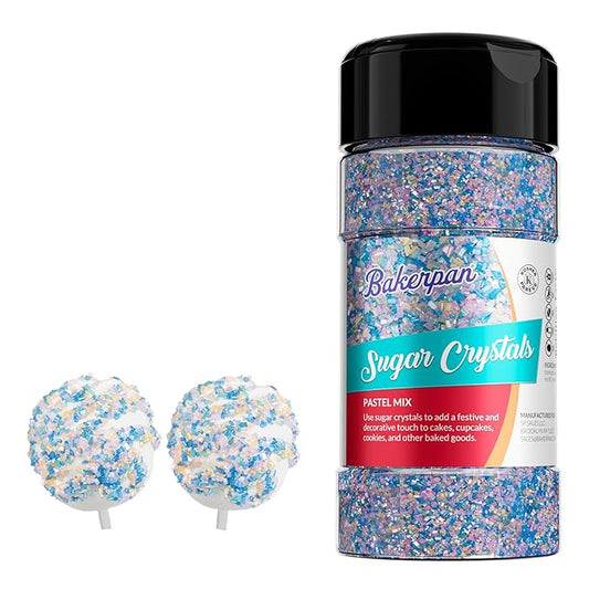 Bakerpan Pearlized Sugar Sprinkles for Baking - 7 Ounce Pastel Decorating Sugar Crystals for Cookies, Cake Pops, Ice Cream (Made in USA)