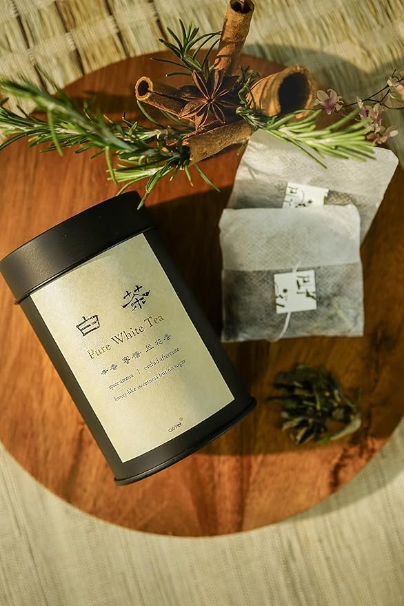 Premium White Tea Blend – Fujian Zhenghe & Yunnan Ancient Tree, Natural Honey-Like Sweetness, Orchid Aroma, 15 Eco-Friendly PLA Tea Bags, Golden Brew, No Added Sugar, Organic & Healthy