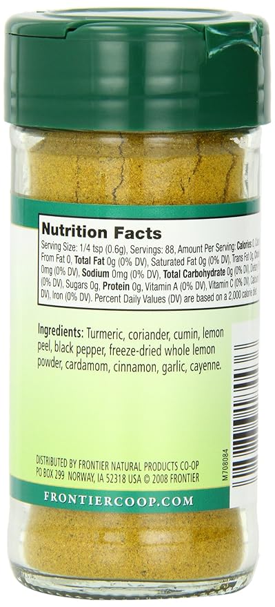 Frontier Co-op Indian Curry Seasoning, 1.87 Ounce Bottle, Complex Flavor with Turmeric, Coriander and Lemon