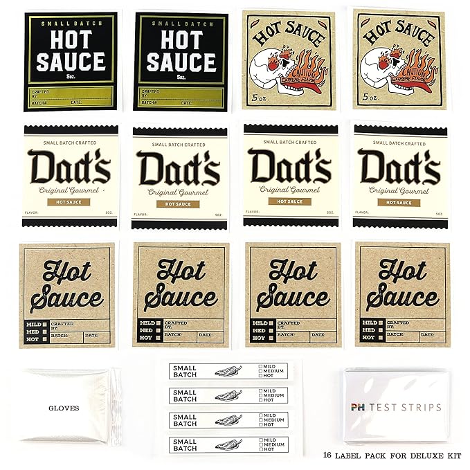 Deluxe Hot Sauce Making Kit, Ghost Pepper Edition, Gourmet Spice Blend, 3 Bottles, Fun Labels, Make your own, DIY, for Dad, Grandpa, Papa, Secret Santa. (Deluxe Ghost Pepper Kit)