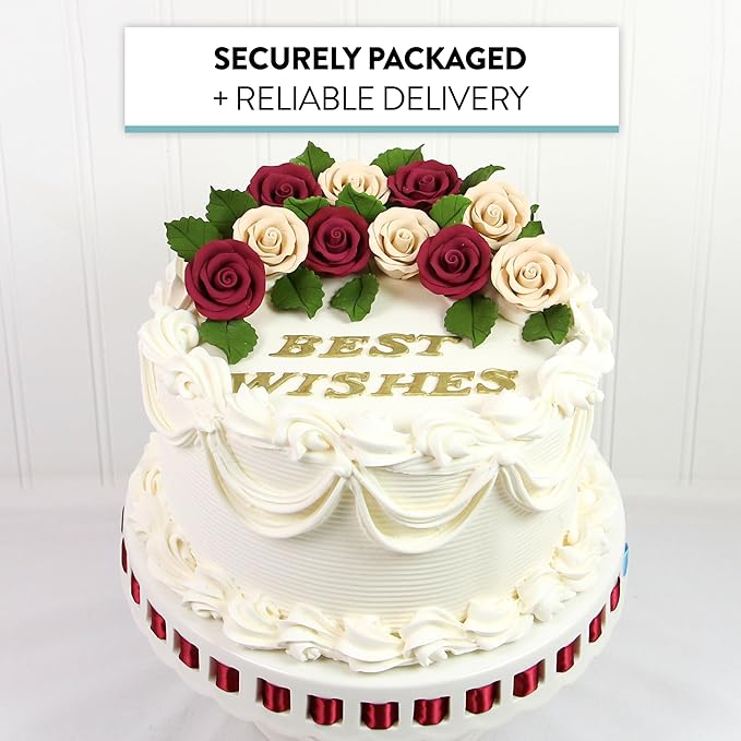 Global Sugar Art Premium Edible Roses, Burgundy, Unwired, Medium 1.5 inches, 12 Count by Chef Alan Tetreault