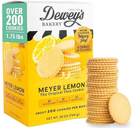 Dewey’s Bakery Meyer Lemon Moravian Style Cookie Thins, Bakery Fresh with Real Simple Ingredients, Low Calorie Snack, No Artificial Flavors, Synthetic Colors or Preservatives, 28oz (Pack of 1)