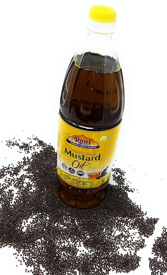Rani Mustard Oil (Kachi Ghani) 33.8 Ounce (1 Liter) Pack of 2, NON-GMO | Gluten Free | Vegan | 100% Natural | Kosher