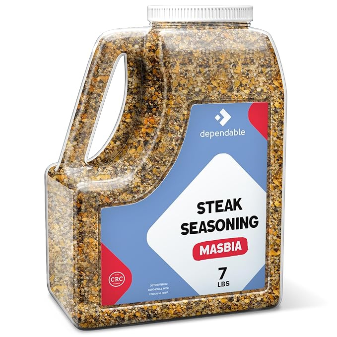 Dependable Food Steak Seasoning - 7 Lb. Resealable Jug - Non-GMO, Natural, No Additives, Kosher ??Bulk Spice for Flavorful Steaks