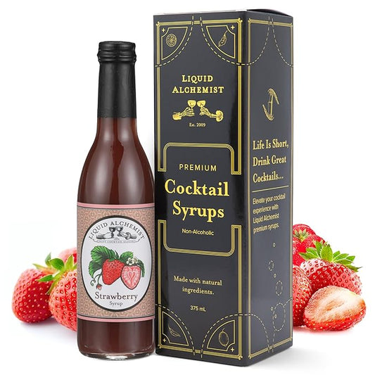 Liquid Alchemist Strawberry Syrup for Drinks - Real Ingredients Make our Strawberry Puree for Drinks a Perfect Margarita Mix - Our Flavored Syrup is Gluten & Dairy Free (12.7 oz)