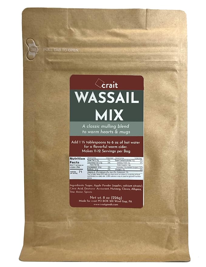 Classic Wassail Drink Mix, Christmas Wassail Spiced Cider Mix, Winter Apple Cider Mulling Blend Drink, Instant Mulling Spice 8 Ounce