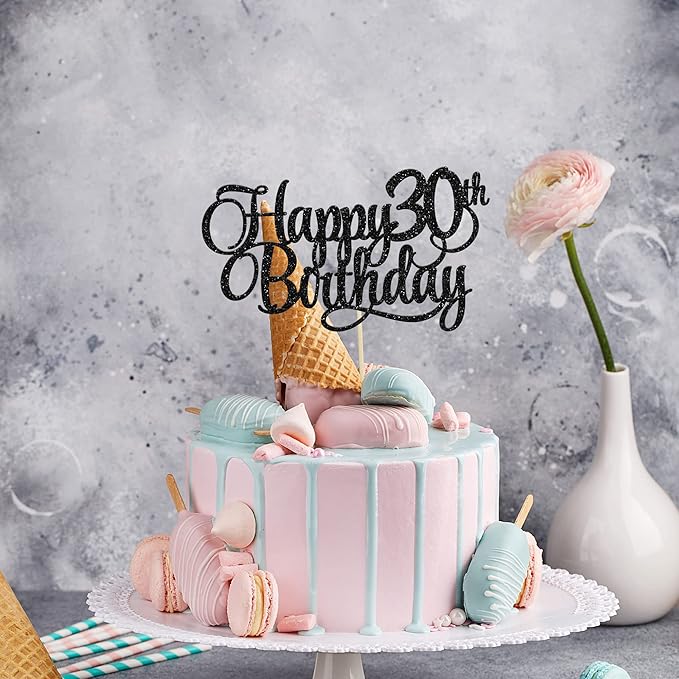 1 Pack Happy 30th Birthday Cake Topper Gold Glitter Number 30 Thirty Years Old Birthday Cake Pick Decoration For 30th Birthday Celebrating Anniversary Party Supplies
