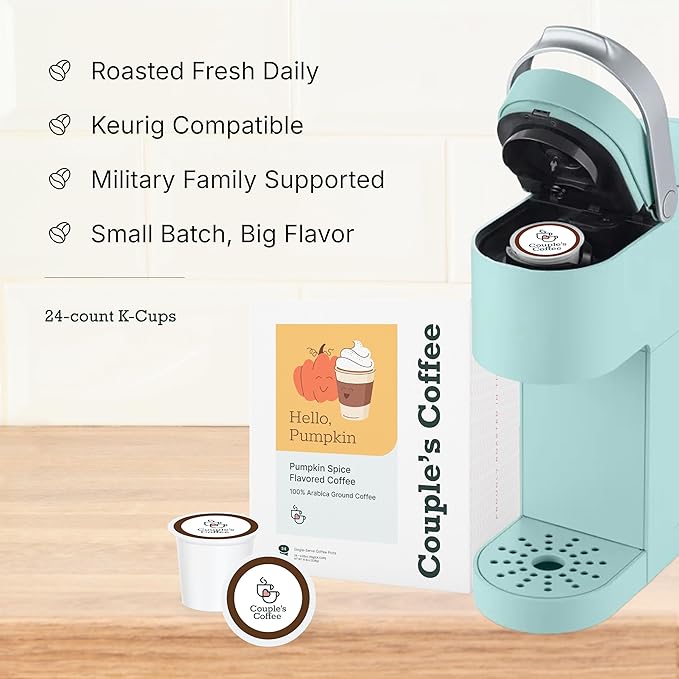 Couple's Coffee Pumpkin Spice K Cups | Hello Pumpkin | Gourmet Pumpkin Spice Ground Coffee | Compatible with K-Cups & Single Serve Brewers | 24 Count