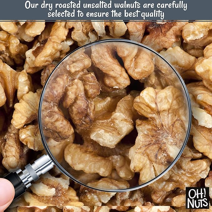 Oh! Nuts Walnuts - Dry Roasted Unsalted - 2 lb - Packed in New York Zip-Seal Bag for Exceptional Freshness
