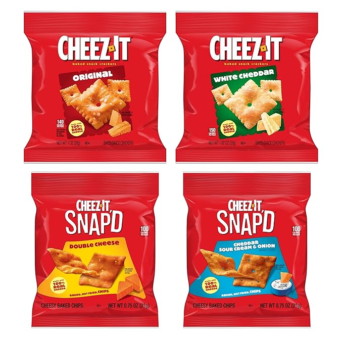 Cheez-It Cheese Crackers, Baked Snack Crackers, Lunch Snacks, Variety Pack (42 Packs)