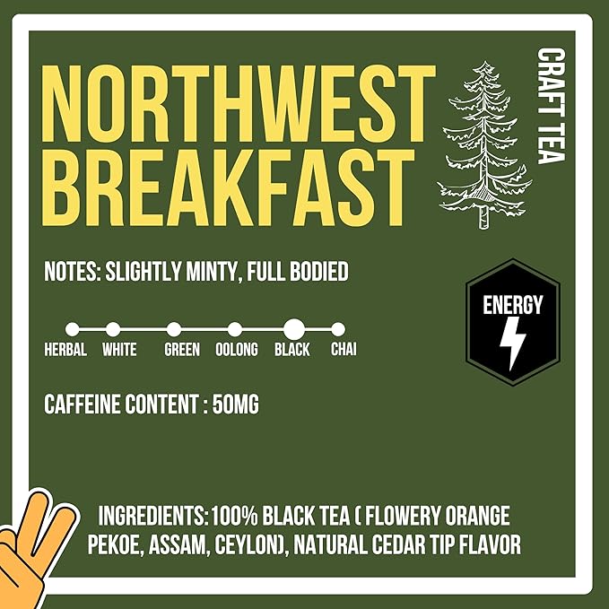Revival Tea Company Northwest Breakfast Tea - Black Tea Blend with Western Cedar Tips, Assam, Ceylon, and Chinese Black Tea - Loose Leaf 6 Ounces