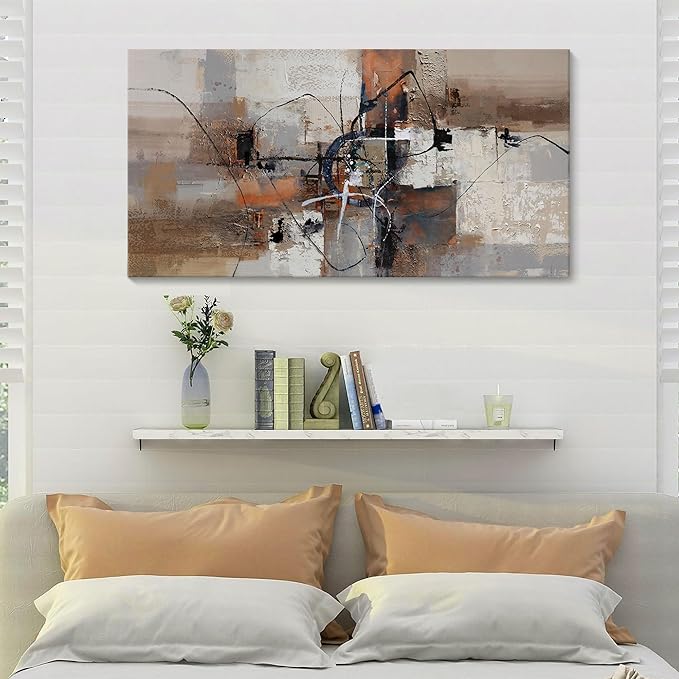 YDYSUNE Abstract Canvas Wall Art, Modern Wall Decor Painting, Brown Room Decorations, Orange Wall Art for Living Room, Bedroom, Office Artwork Wall Decor 24횞48IN