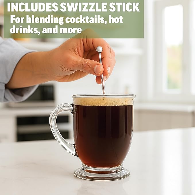 Zenlogy 5 inch Stainless Steel Picks (set of 8) and Swizzle Stick - Ideal Olive Skewers - Will Not Drown in Your Martinis, Cocktails, and Bloody Mary