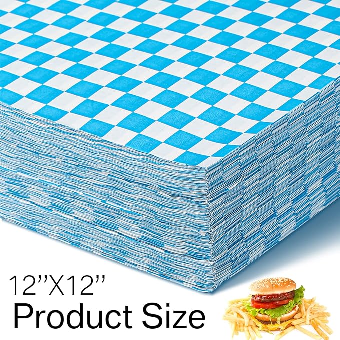 Sieral 5000 Sheets Sandwich Wrap Sheet 12 x 12 Inch Wax Paper Bulk Fast Food Basket Liners Disposable Parchment Paper Grease Resistant for Party Restaurant Wrapping (Blue)