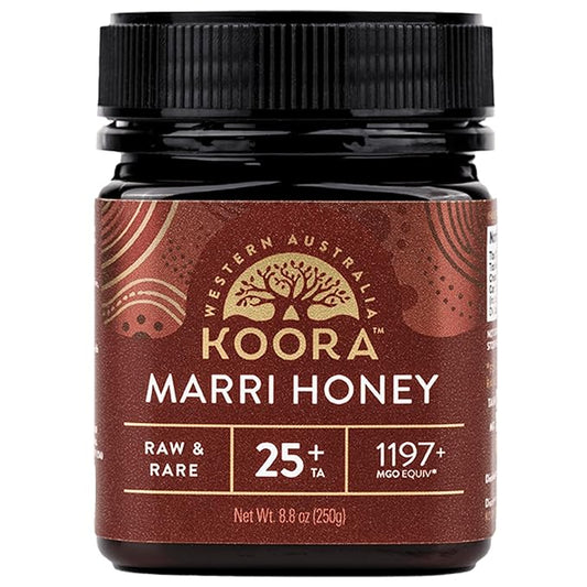 KOORA Marri Honey TA 25+ (MGO 1197+ Manuka Honey Rating Equiv.) Low GI, Medical Grade for Daily Health & Immune Support, Raw from the Ancient Forests of Western Australia, 8.8 oz