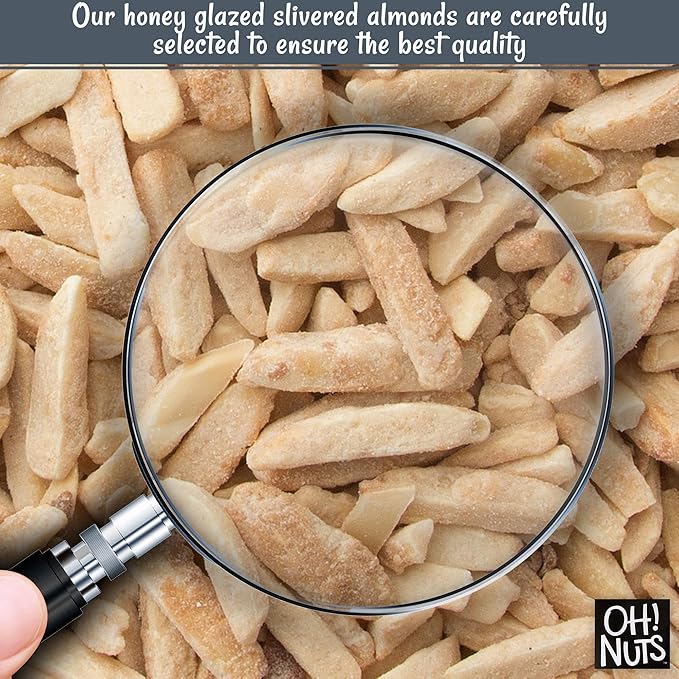 Oh! Nuts Almonds Honey Glazed Slivered - Raw - 100% Natural - 2 lb - High-Protein Almond - Packed in New York Zip-Seal Bag for Exceptional Freshness