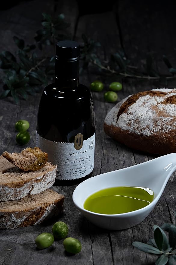 Garisar High In Polyphenol Premium Extra Virgin Olive Oil (>600 ppm), Low Acidity (max 0.2%), NYIOOC 2025 Gold Medal Winner, Organic Agriculture, Hand Picked, Cold Pressed, 100% Arbequina, Pack of 6