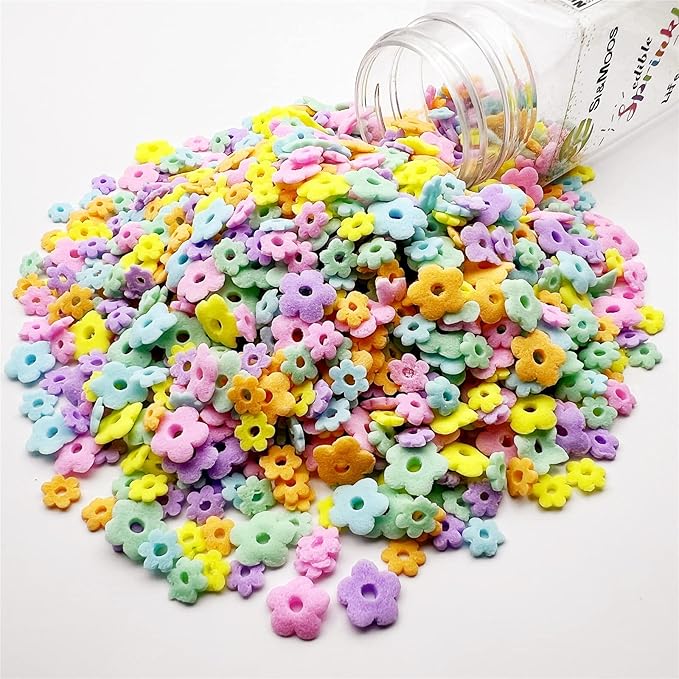 SE Si&Moos Edible Flowers Sprinkles for Cake Decorating Mini Sugar Flowers Pastel Confetti Sprinkles Edible Flower Cake Decorations, Baking, Ice Cream, Cookies, Cupcake Toppers Party Baby Shower Holiday Supplies 3 OZ