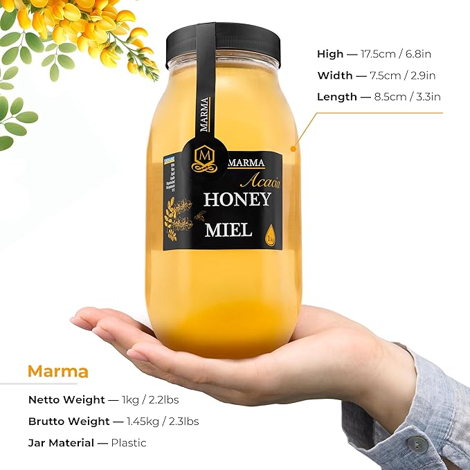 HONIGMA짰 Marma Acacia Honey | Authentic Raw Honey from Ukraine | 100% Pure & Unpasteurized | 1000g/35.2oz | May Arrive Partially Crystallized | Pack of 2