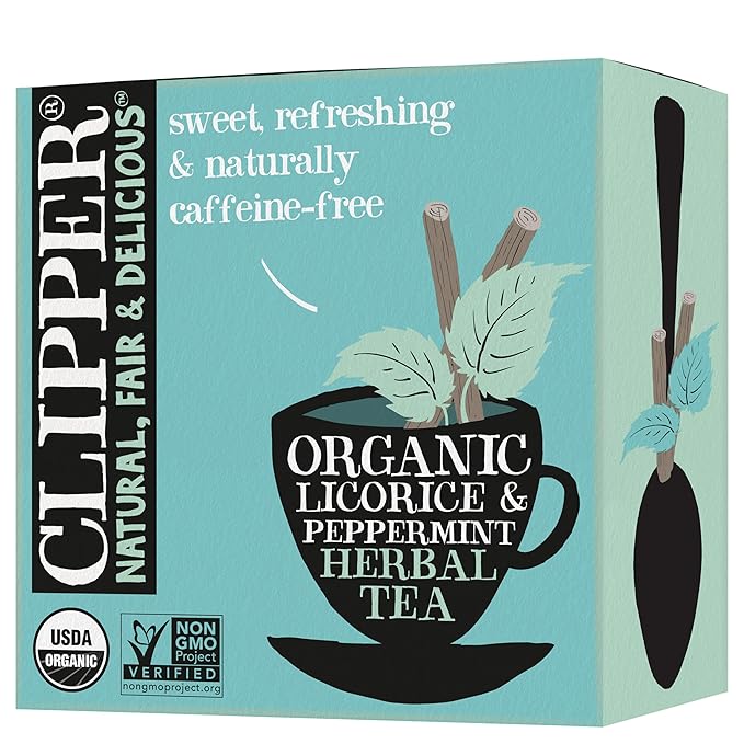 Clipper Tea Peppermint & Licorice Teabags ??Caffeine Free, USDA Organic, Great Hot or Iced ??Sweet, Refreshing, Natural, Fair & Delicious Sweet ??50 Tea Bags