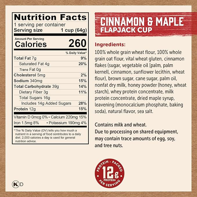 Kodiak Cakes Pancake On the Go, Cinnamon and Maple, 2.26 Ounce (Pack of 12)