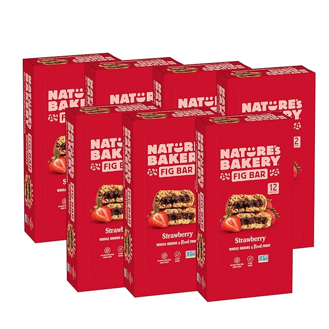 Nature?™s Bakery Whole Wheat Fig Bars, Strawberry, Real Fruit, Vegan, Non-GMO, Snack bar, 7 boxes with 12 twin packs (84 twin packs)