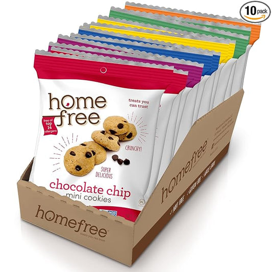 Homefree Mini Cookies Variety Pack, Gluten Free, Nut Free, Vegan, Cookie Snack Packs, School Safe and Allergy Friendly Snack (Pack of 10)