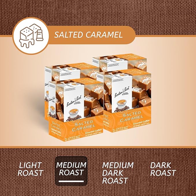 Boston’s Best - Salted Caramel Flavored Delicious Gourmet Coffee Compatible with Keurig Coffee Maker, 24 Count (Pack of 4)