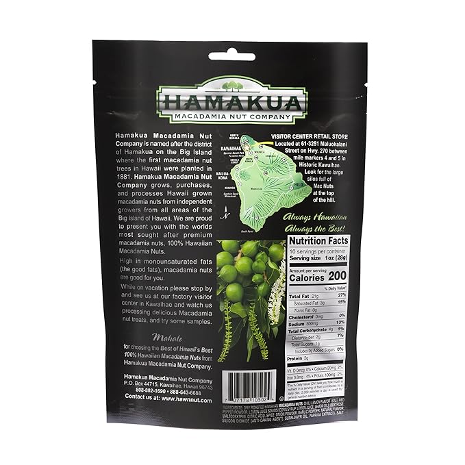 Hamakua Macadamia Nuts - Spicy Chili Pepper - Hawaiian Grown Flavored Dry Roasted Half and Whole Macadamias - Natural Eco-Friendly Large Macadamia Nuts