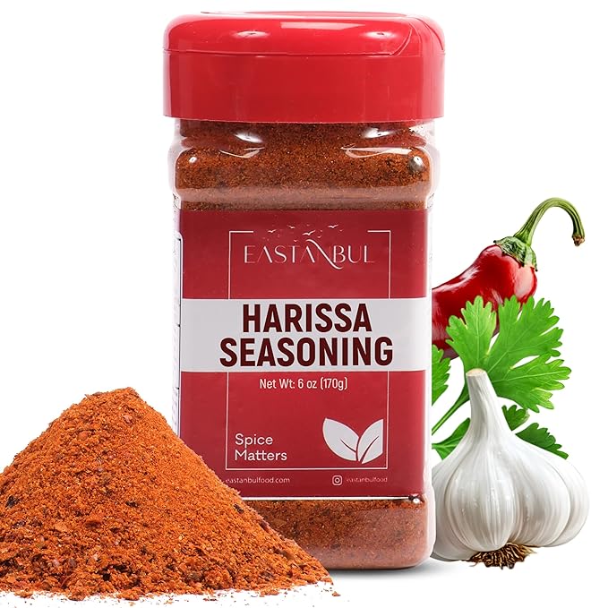 Eastanbul Harissa Seasoning, 6oz, Harissa, Asian Spices and Seasonings, Perfect Spice Blend with Chili Peppers, Paprika, Garlic, Cumin, Coriander, and Cayenne, Very Low Sodium, No MSG, No Filler