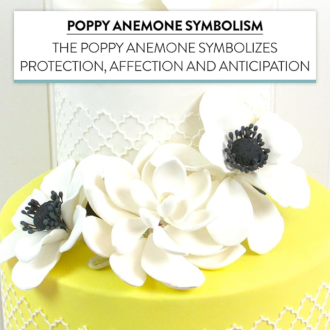 Global Sugar Art Poppy Anemone Sugar Cake Flowers White with Black Center, 3 Count by Chef Alan Tetreault