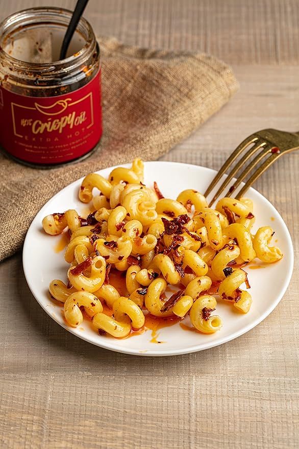 Hot Crispy Oil- Fried garlic, shallots, chili peppers and spices. Flavor bomb, Chili Crisp, Hot Sauce, Chili Oil,