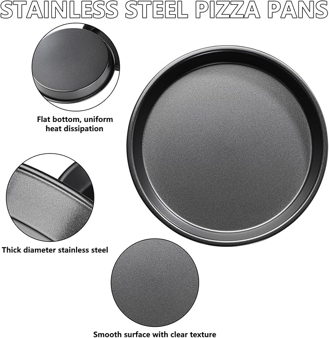 7 inch Pizza pan of 3 Stainless Steel Pizza Plates Non Stick Bakeware Sets Pizza Baking pans Set plates for making cuban pizza
