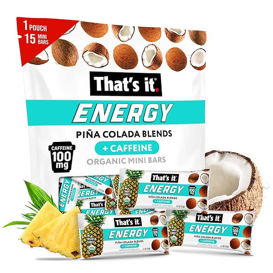 That?™s it. Piña Colada Energy Mini Bars | 100mg Natural Caffeine |Pineapple Coconut| Allergy-Friendly, Organic, Non-GMO, Gluten-Free Snacks | 15 Count