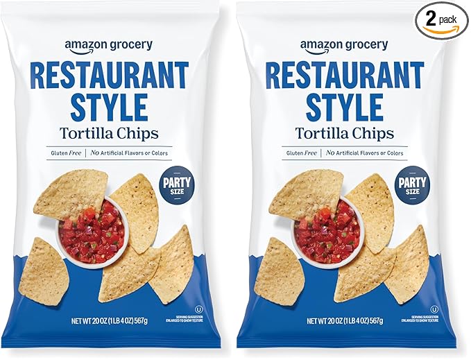 Amazon Brand - Happy Belly Restaurant Tortilla Chips, 20 Oz (Pack of 2)