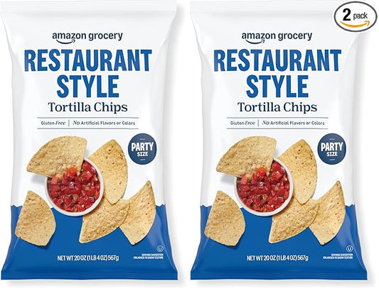 Amazon Brand - Happy Belly Restaurant Tortilla Chips, 20 Oz (Pack of 2)