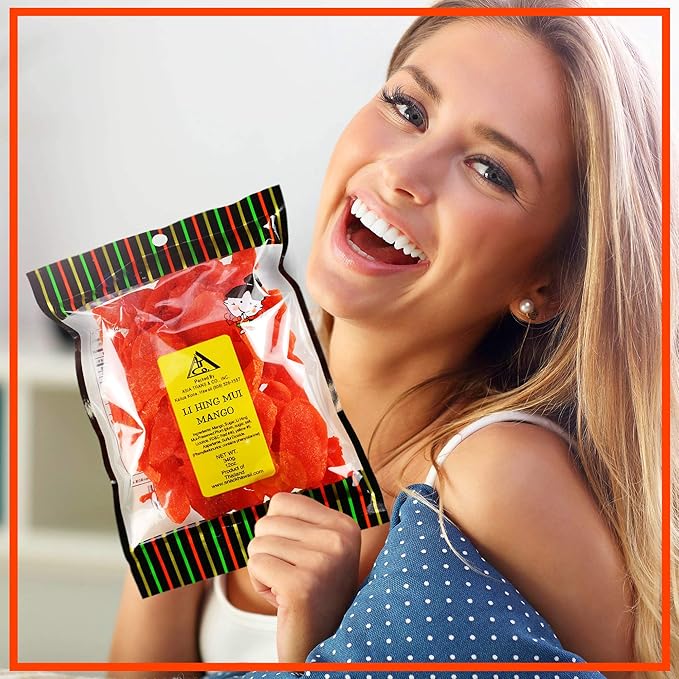 Asia Trans Li Hing Mui Dried Mango | Hawaiian Favorite | Naturally Sweet Dried Fruit Candy with Asian Plum Powder