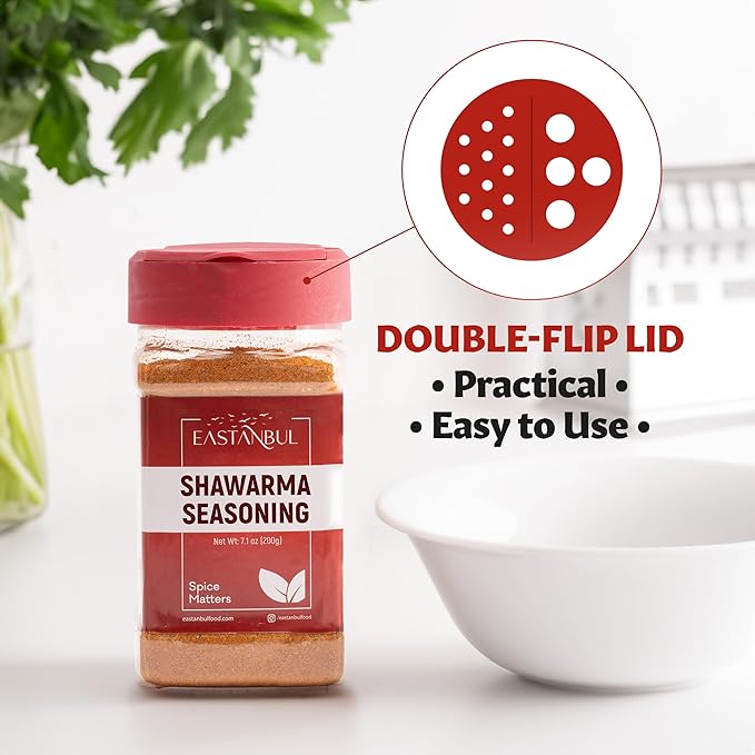 Eastanbul Shawarma Seasoning, 7.1oz, Shawarma Spice Blend, All-in-One Baharat Spice Blend of Middle Eastern & Mediterranean Seasonings, Perfect for Meat, Vegetables and Chicken, Sodium Free