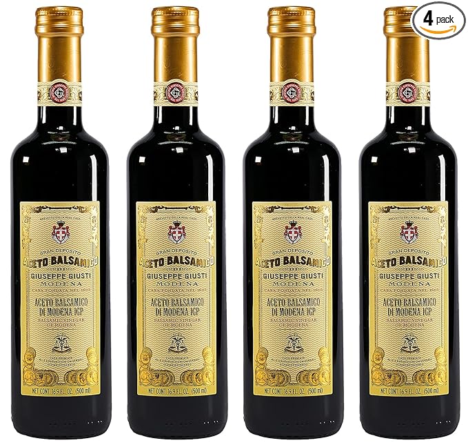Giusti Balsamic Vinegar of Modena IGP ??Authentic Italian Aceto Balsamico di Modena IGP, Made in Italy, Perfect for Marinades, Vinaigrettes & Sauces ??16.9 fl oz (500 ml) - Pack of 4